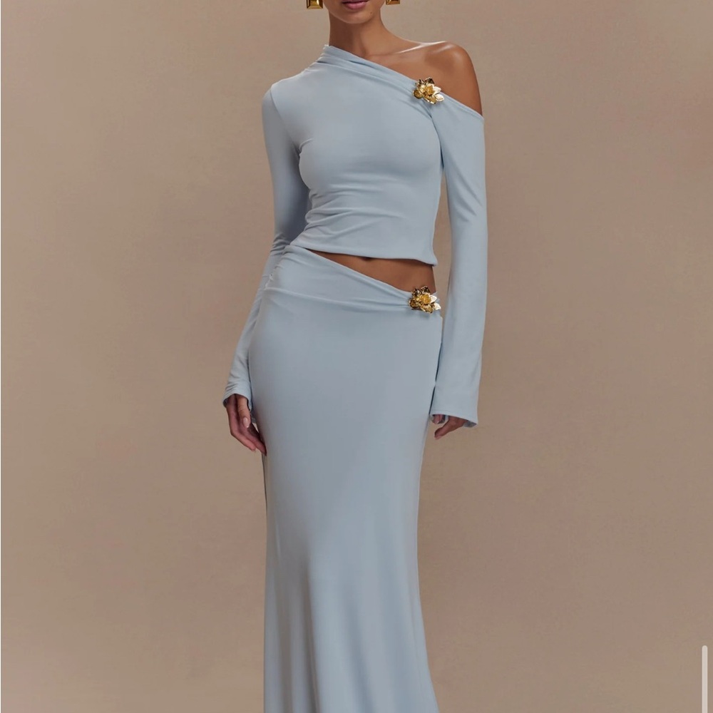Meshki One Shoulder Dress in Light Blue
